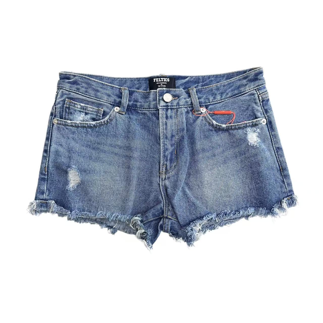 Classic Low-Rise Denim Shorts - Premium Washing & Distressing Process - YKK Zipper & Authentic Mall Hangtag - Y2K Women’s Trendy Streetwear