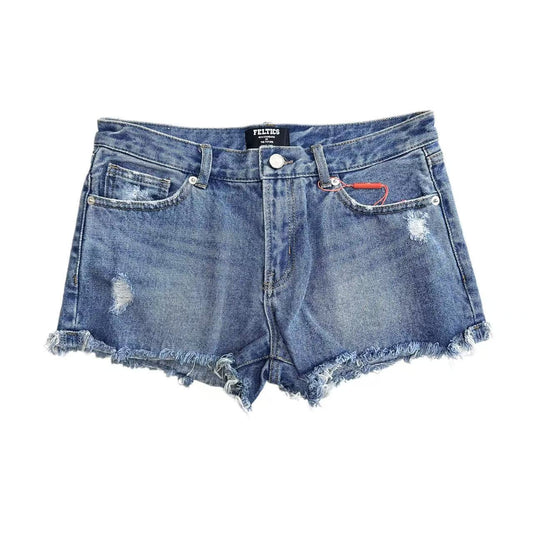 Classic Low-Rise Denim Shorts - Premium Washing & Distressing Process - YKK Zipper & Authentic Mall Hangtag - Y2K Women’s Trendy Streetwear