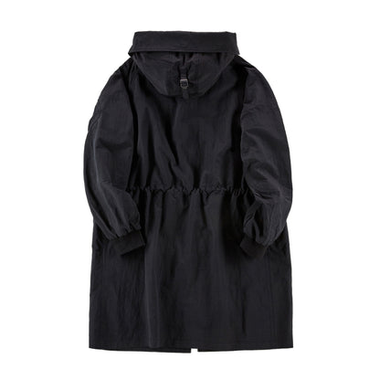 Designer Inspired Oversized Trench Coat｜Windproof Hooded Jacket with Real Leather Details｜Unisex Luxury Classic